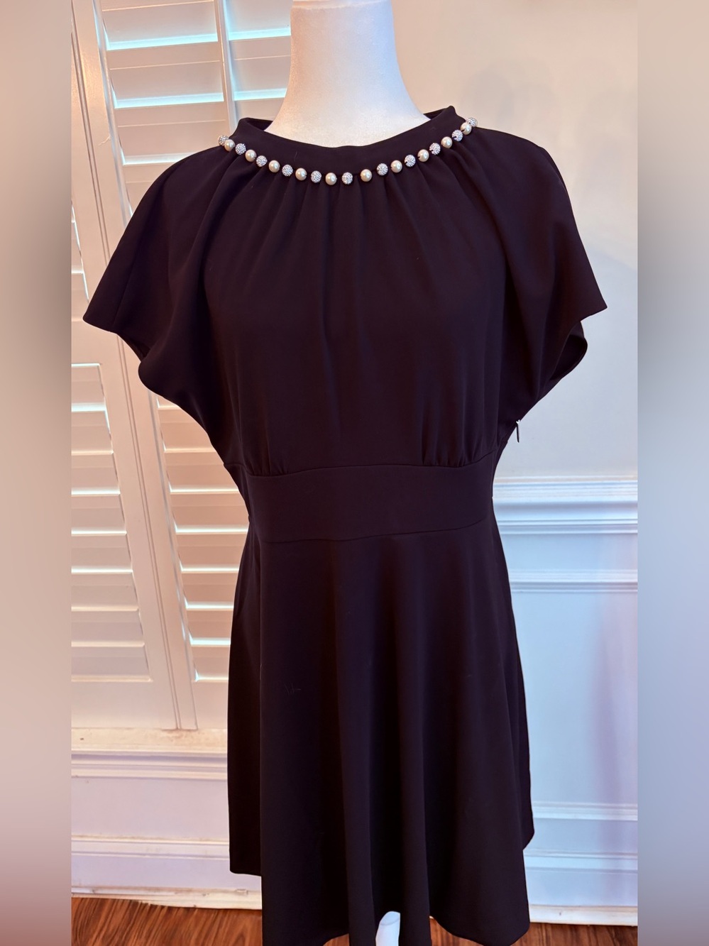kate spade Black Pearl-rhinestones Trim Mini Dress